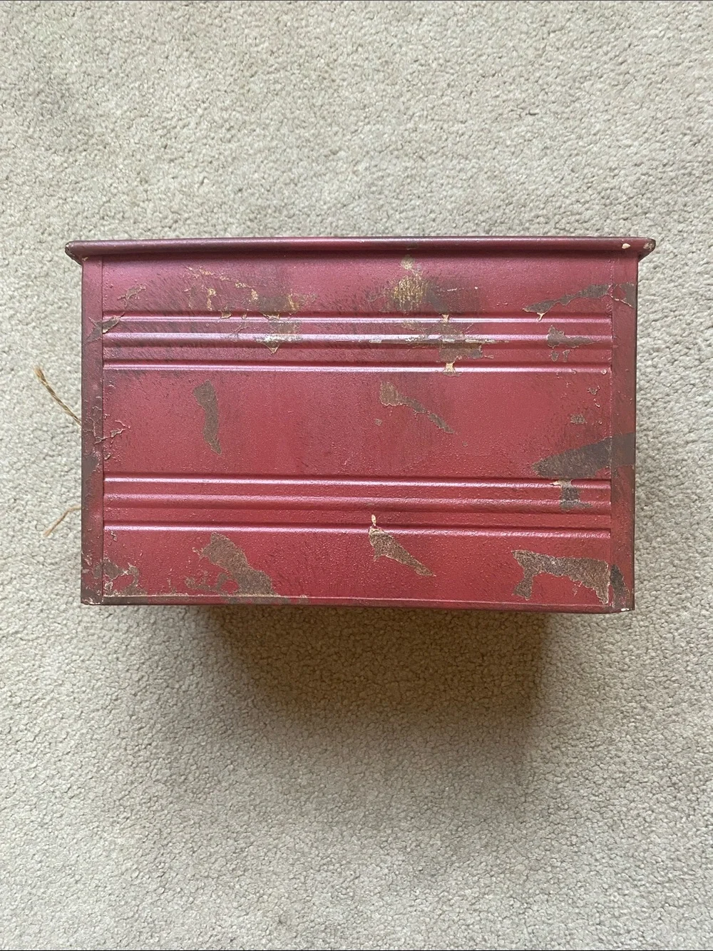 Creative Co-Op Distressed Red Metal Storage Bin